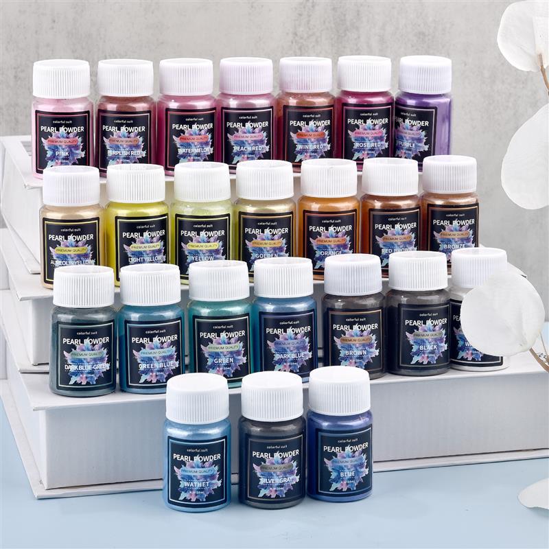 Pearl Powder Resin - Polvo nacarado de 24 colores, 20ml,