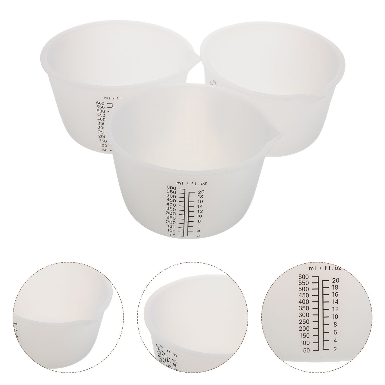 Resin Mixing Cup - Juego de 3 Tazas de Silicona