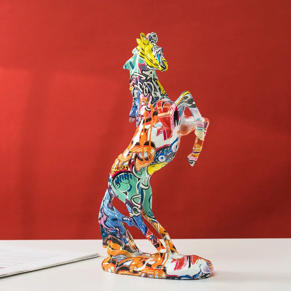 Resin Art Decoration Items - Estatua de caballo graffiti, arte popular,