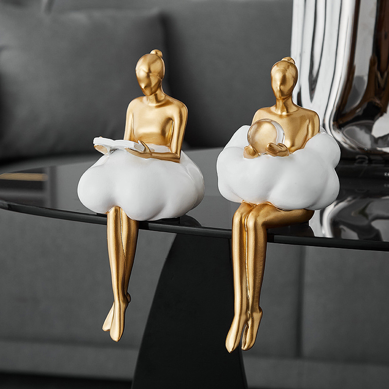 Resin Art Aesthetic - Figura Decorativa de Bailarina con Nubes,