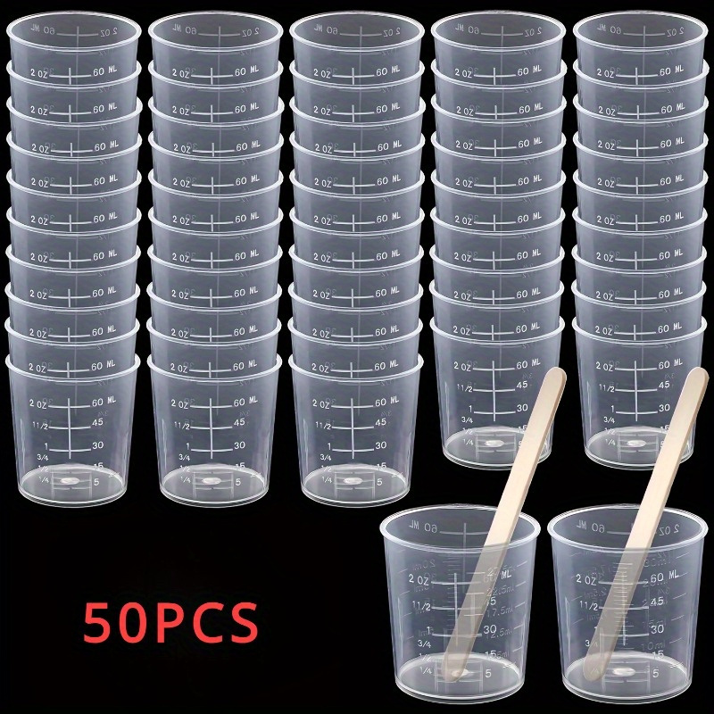Resin Mixing Cup - 50 Vasos Graduados Transparentes para Mezclar