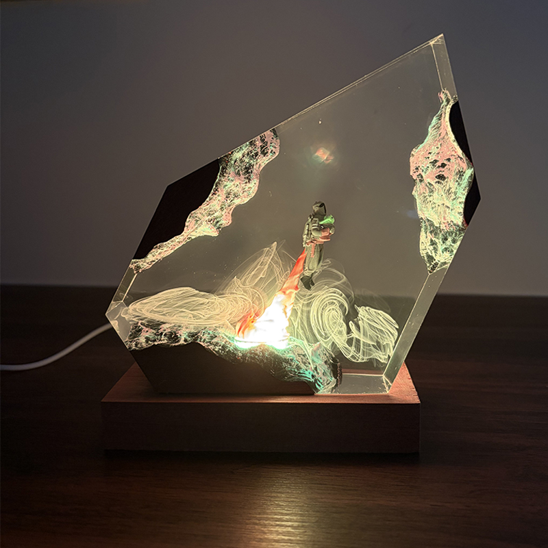 Resin Art Table - Lámpara de Mesa de Resina con