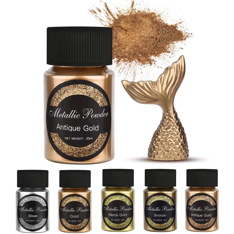 Pearl Powder Resin - 20 Ml brillo metálico oro plata