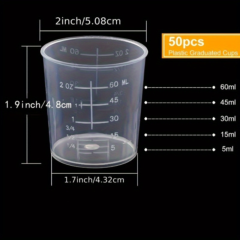 50 Vasos Graduados Transparent - Resin Mixing Cup reseña y precio