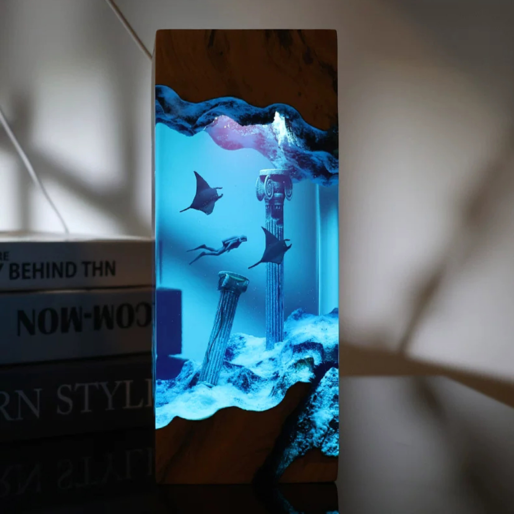 Lámpara Nocturna de Manta Ray, - Resin Art Decoration Items reseña y precio